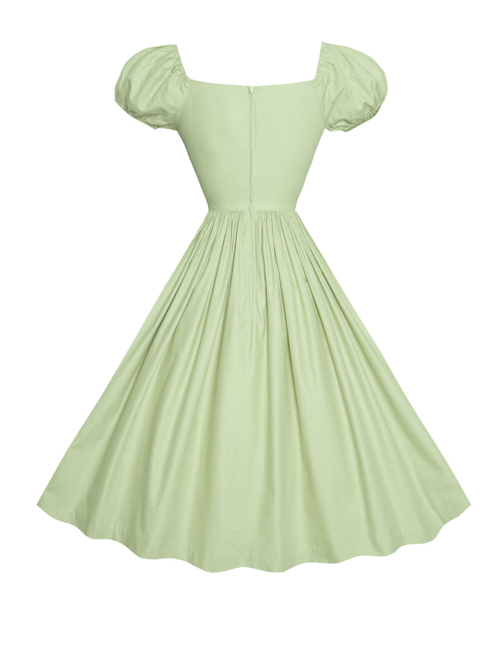 MTO - Loretta Dress in Melon Green Cotton