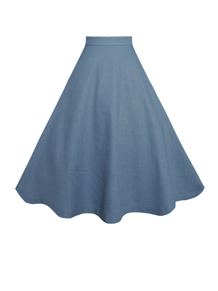 MTO - Lilian Skirt in Carolina Blue Linen