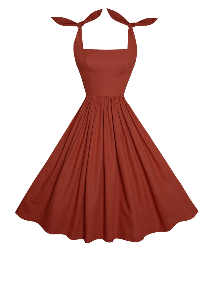 MTO - Gilda Dress Brick Red Linen