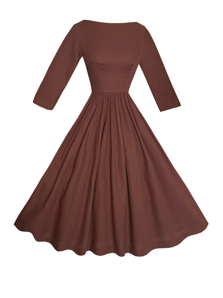 MTO - Ophelia Dress in Walnut Linen