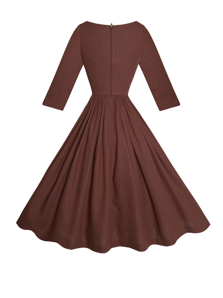 MTO - Ophelia Dress in Walnut Linen