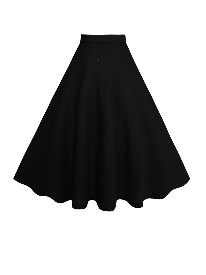 MTO - Lilian Skirt in  Midnight Black Linen