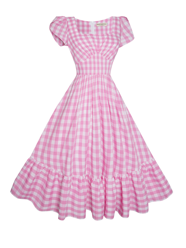 MTO - Ava Dress in Light Pink Gingham - Large Checks