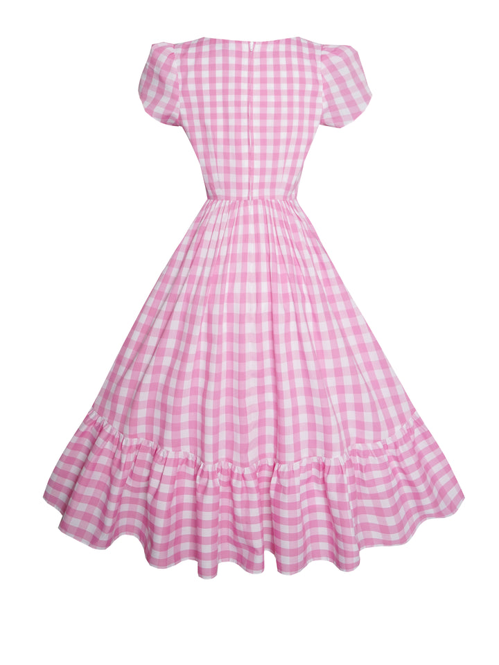 MTO - Ava Dress in Light Pink Gingham - Large Checks