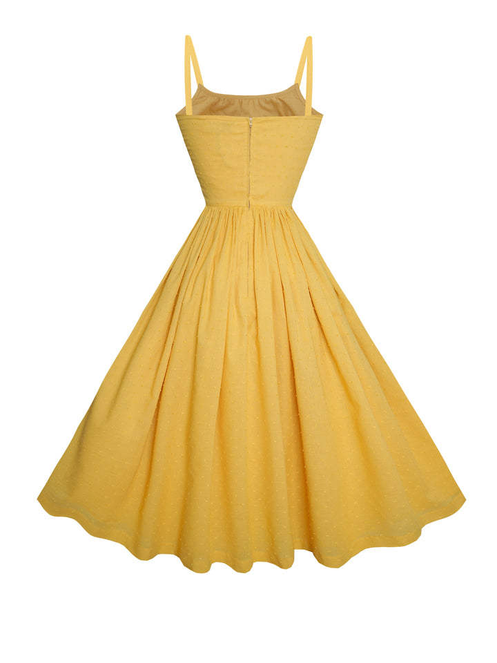 MTO - Grace Dress Mustard "Dotted Swiss"