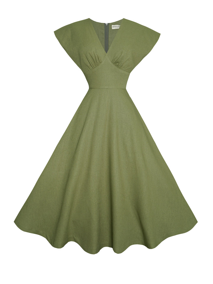 MTO - Kennedy Dress in Hunters Green Linen