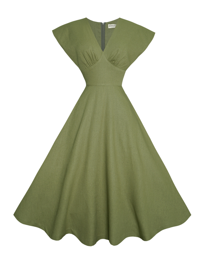 MTO - Kennedy Dress in Hunters Green Linen