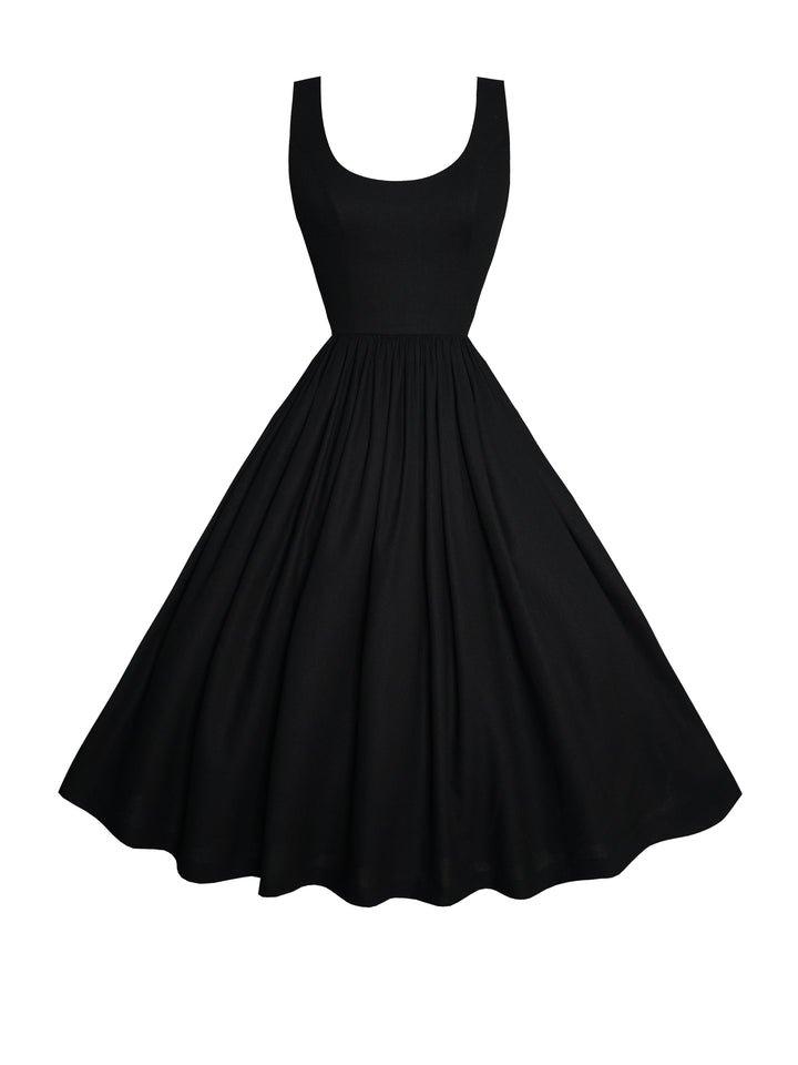 MTO - Emily Dress in Midnight Black Linen