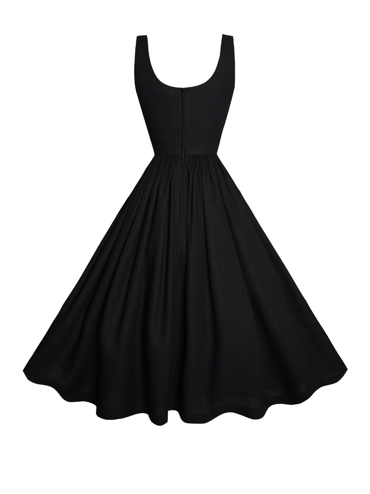 MTO - Emily Dress in Midnight Black Linen