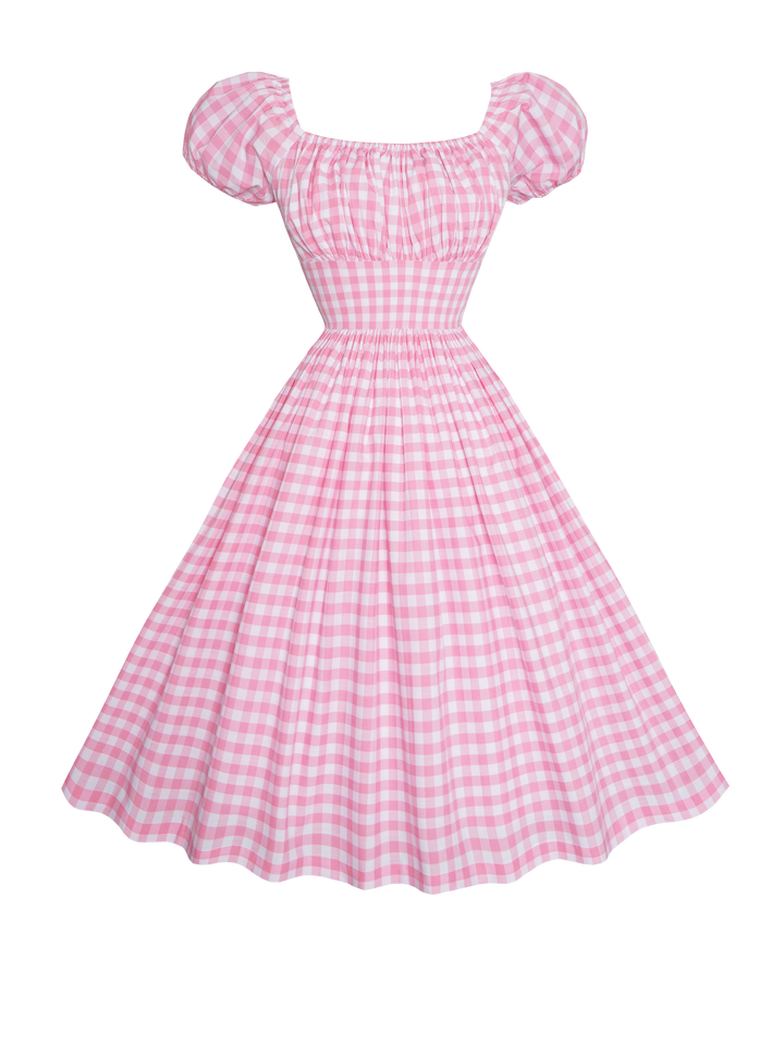 MTO - Loretta Dress Light Pink Gingham - Large Checks