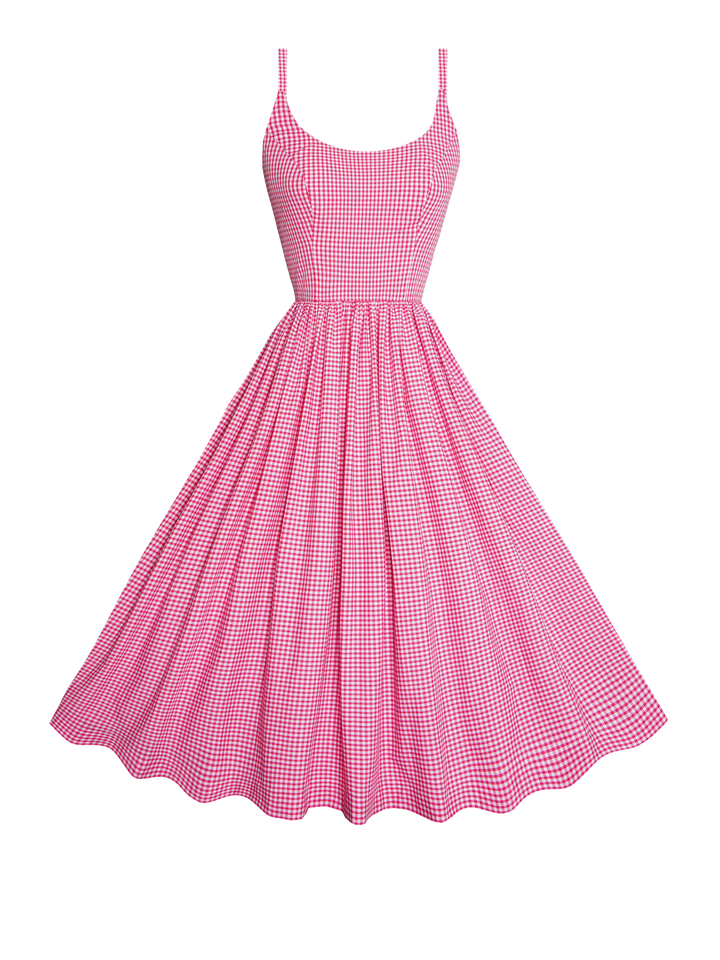 MTO - Robe Penelope Barbie Vichy Rose - Petits Carreaux