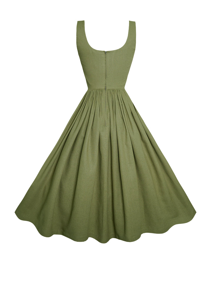 MTO - Robe Emily en Lin Vert Pistache