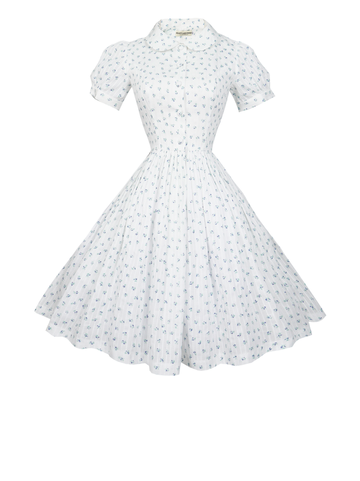 MTO - Amelie Dress "Rosey Garden Stripes" Blue