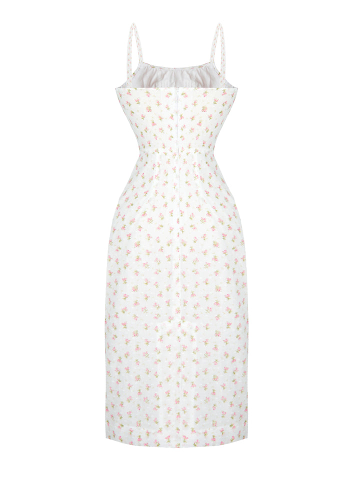 MTO - Bettie Dress Pink "Forget-Me-Nots & Polka Dots"