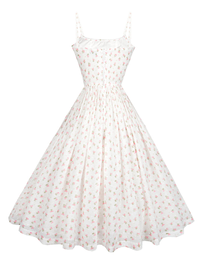 RTS - M - Grace Dress "Forget-Me-Nots & Polka Dots" Pink