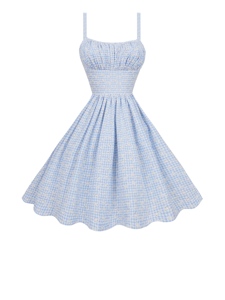 MTO - Grace Dress Blue "Country Garden Gingham