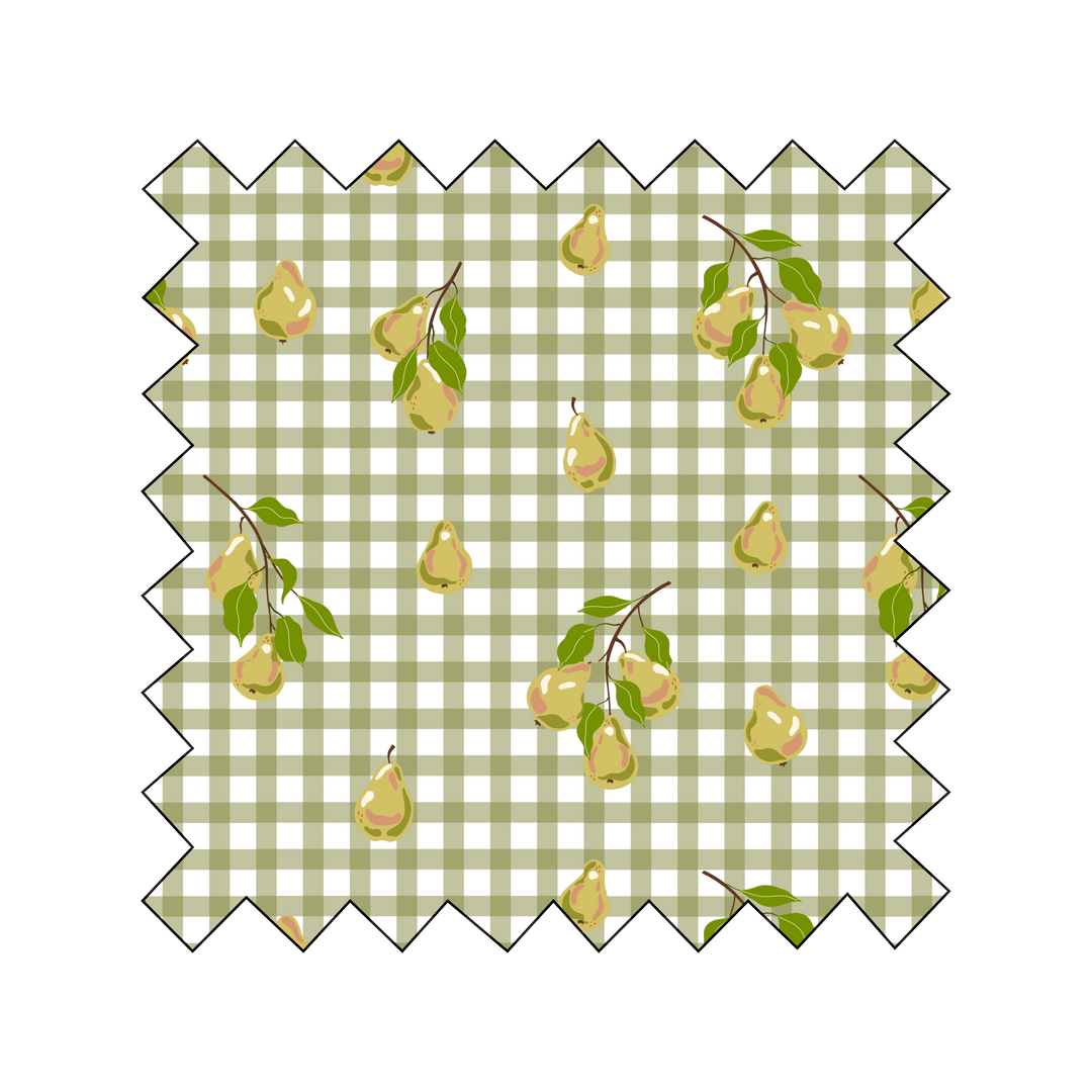 PRE-ORDER Norma Dress Pears on Olive Green Gingham