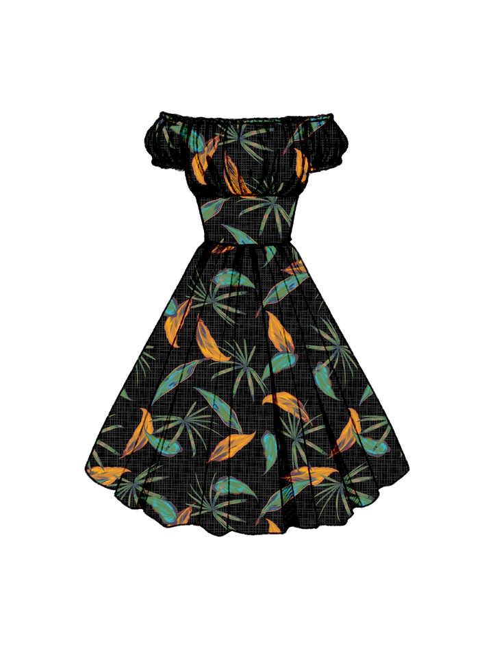 PRE-ORDER Loretta Dress "Midnight Tropics"