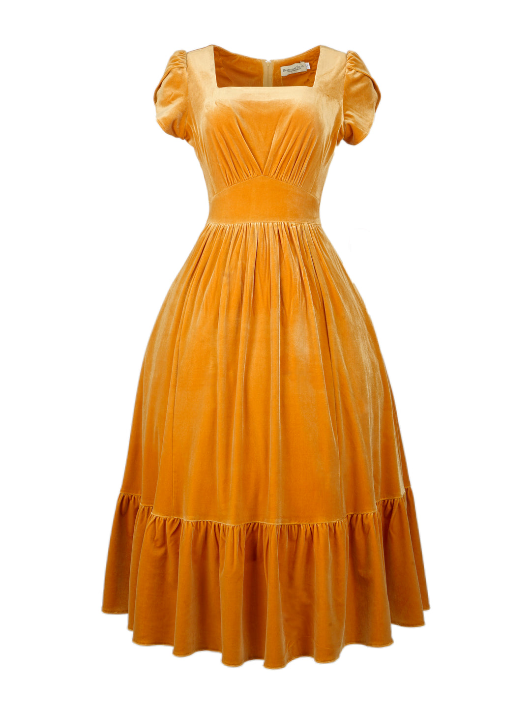 MTO - Ava Dress in Amber Yellow Velvet