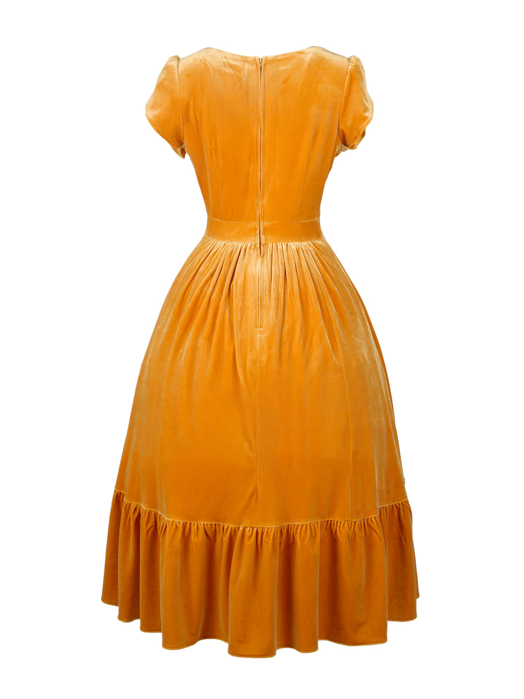 MTO - Ava Dress in Amber Yellow Velvet