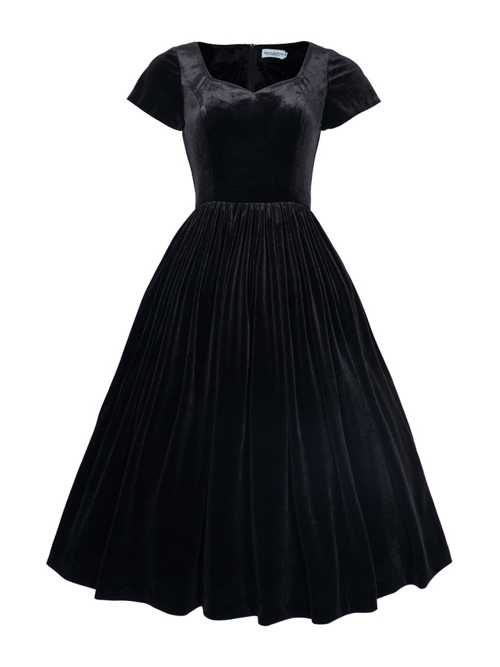 MTO - Evelyn Dress in Pitch Black Velvet