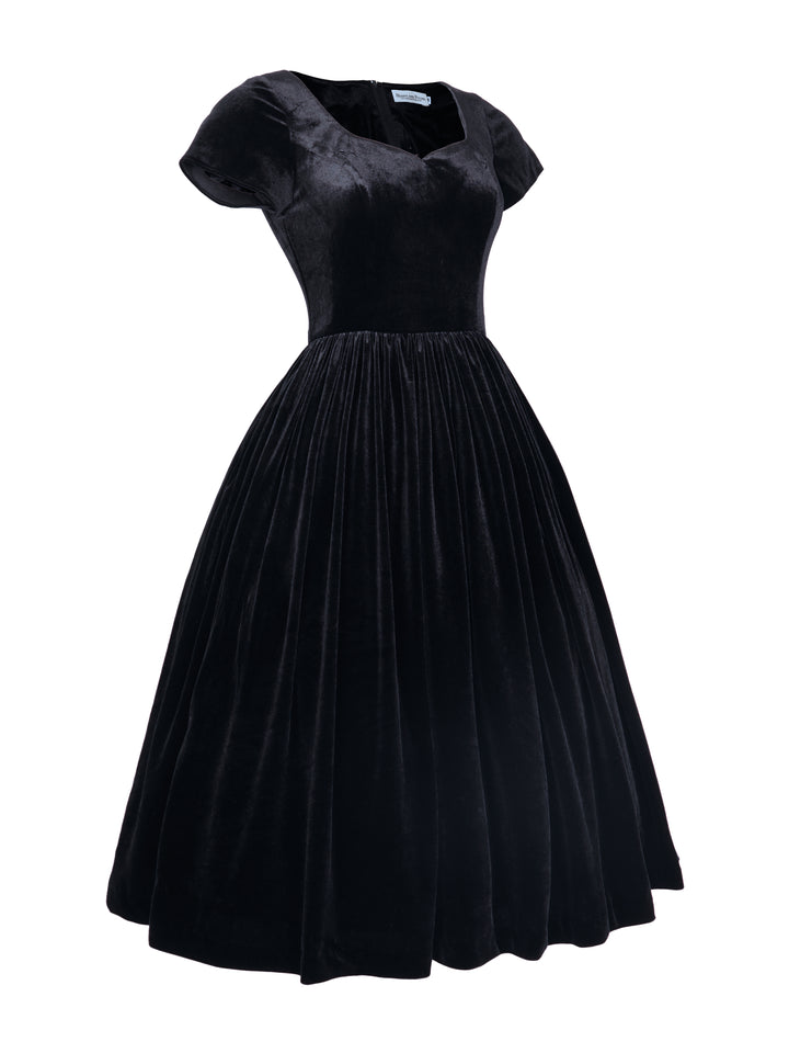 MTO - Evelyn Dress in Pitch Black Velvet