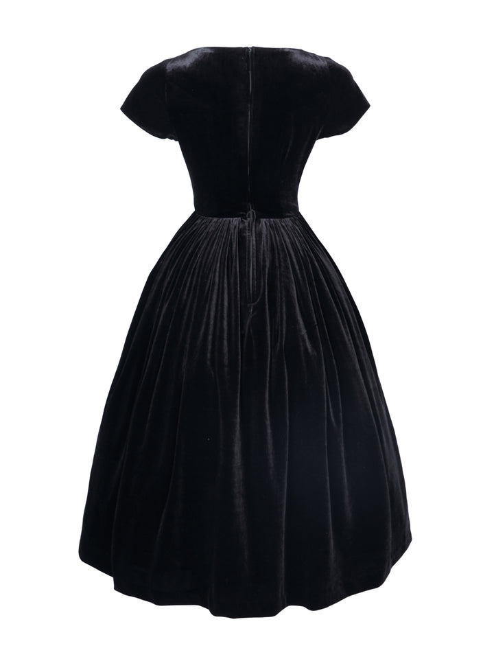 MTO - Evelyn Dress in Pitch Black Velvet