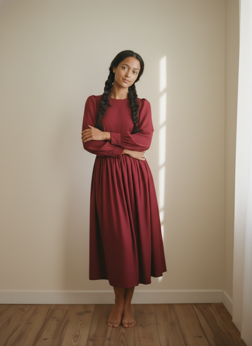 RTS - Taille S - Robe Agnès en Coton Bordeaux