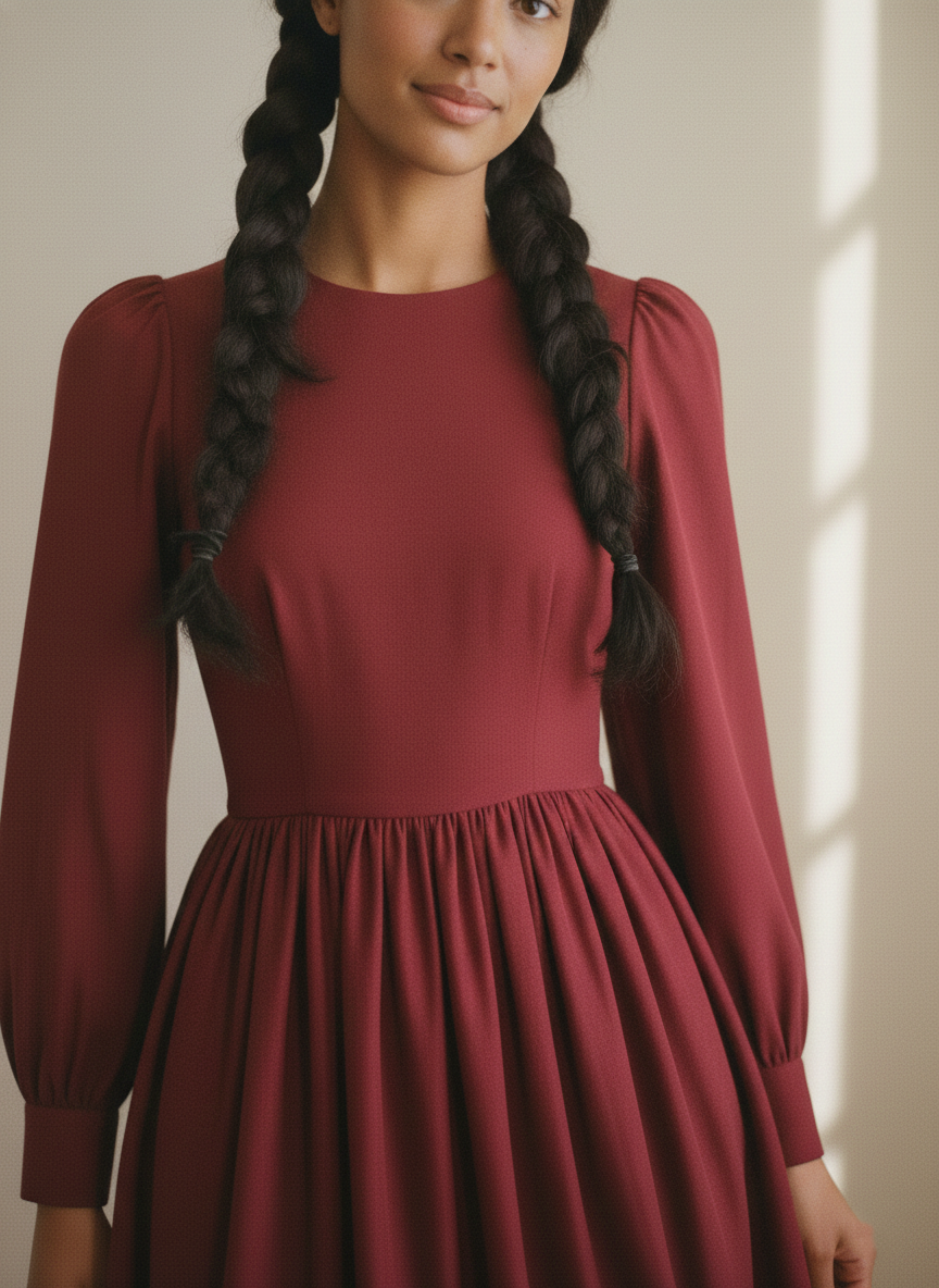 RTS - Taille S - Robe Agnès en Coton Bordeaux