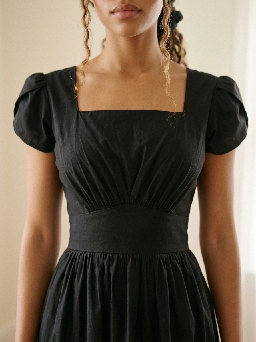 Ava Solid Cotton Dress