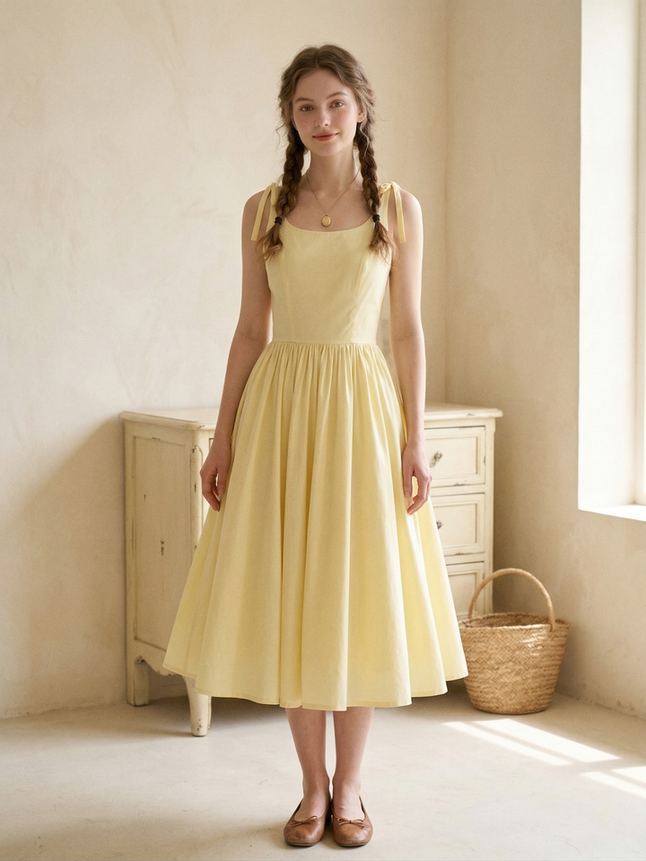 MTO - Birdie Solid Cotton Dress