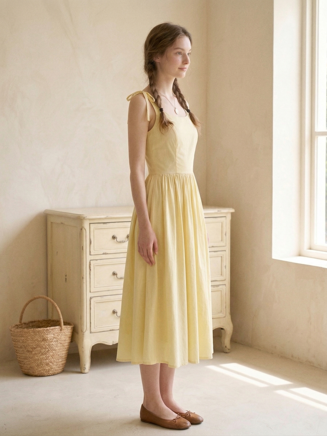 MTO - Birdie Solid Cotton Dress