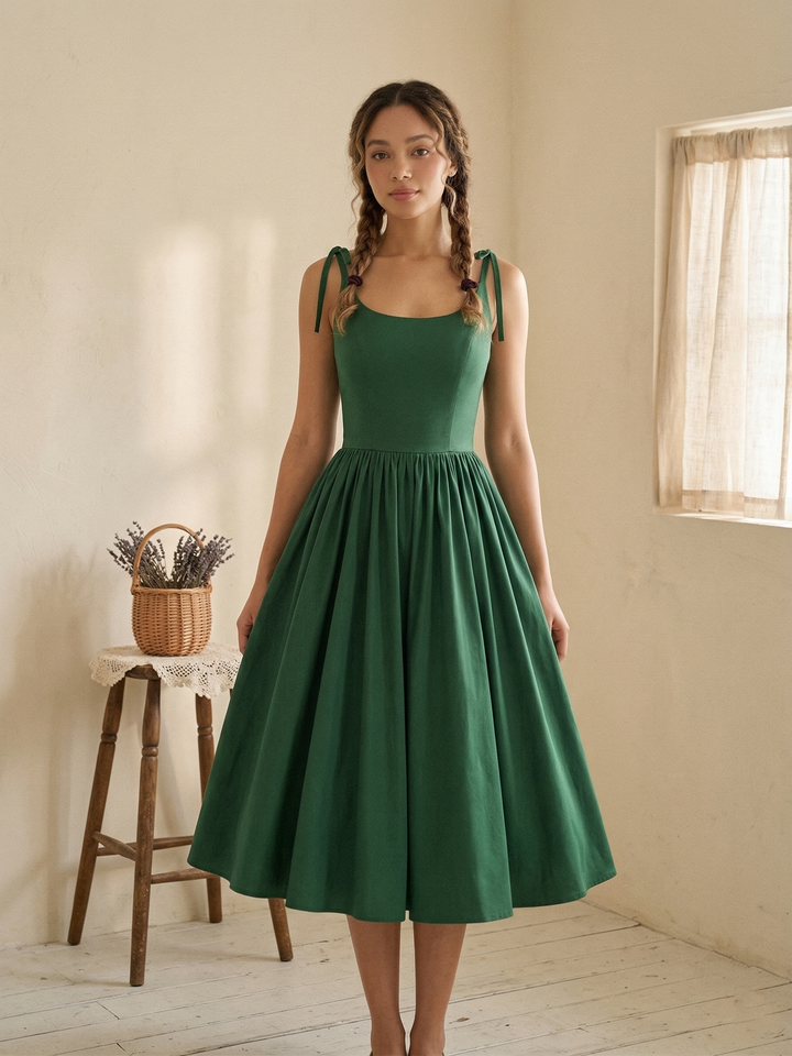 MTO - Birdie Solid Cotton Dress