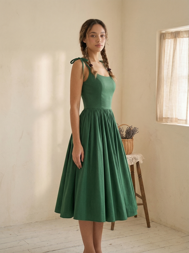 MTO - Birdie Solid Cotton Dress