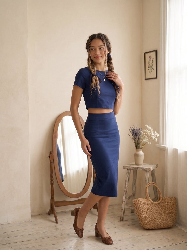 Denham Solid Cotton Skirt