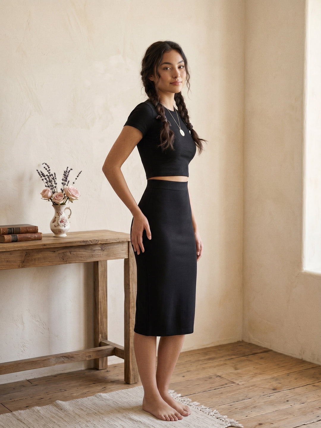 Denham Solid Cotton Skirt