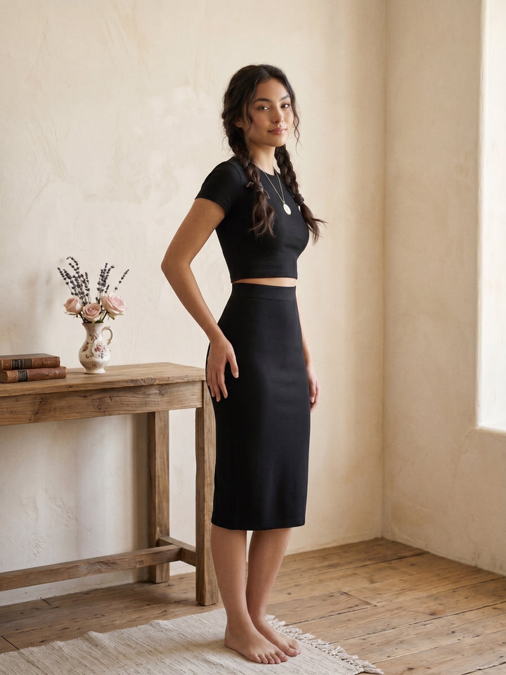 Denham Solid Cotton Skirt