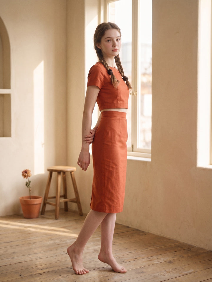 Denham Solid Cotton Skirt