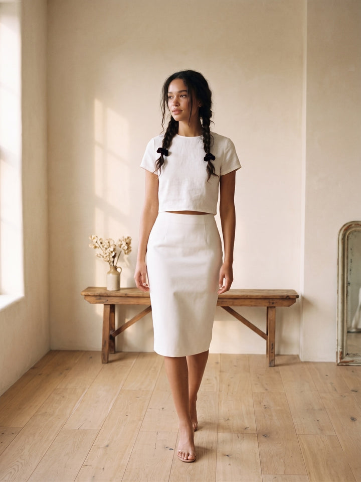 Denham Solid Cotton Skirt
