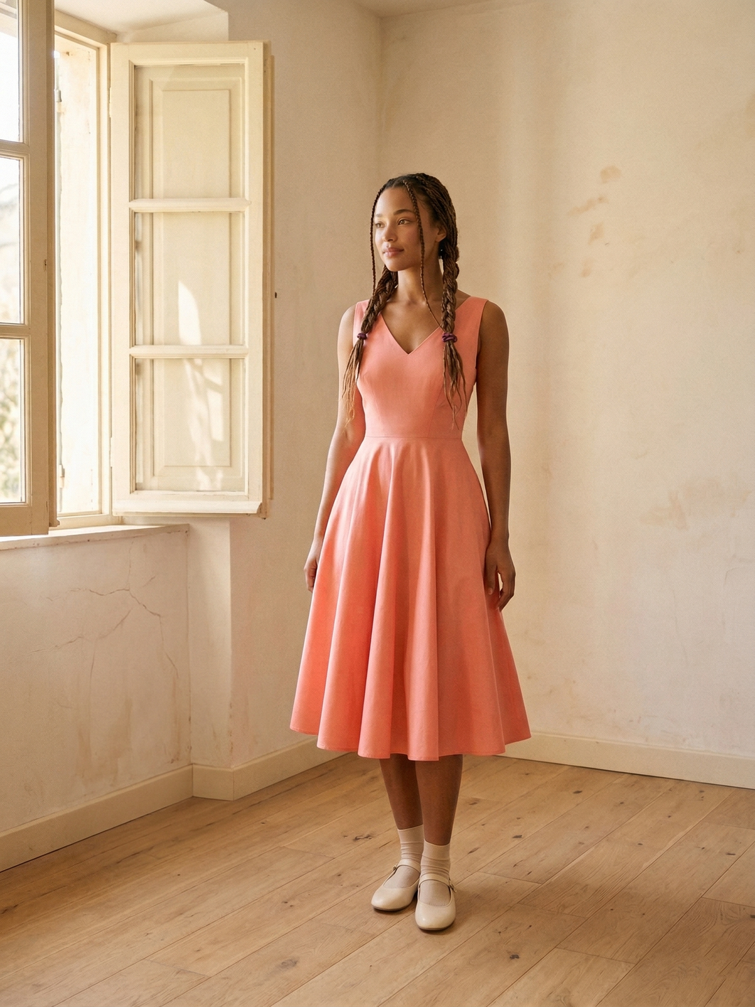 MTO - Diana Solid Cotton Dress
