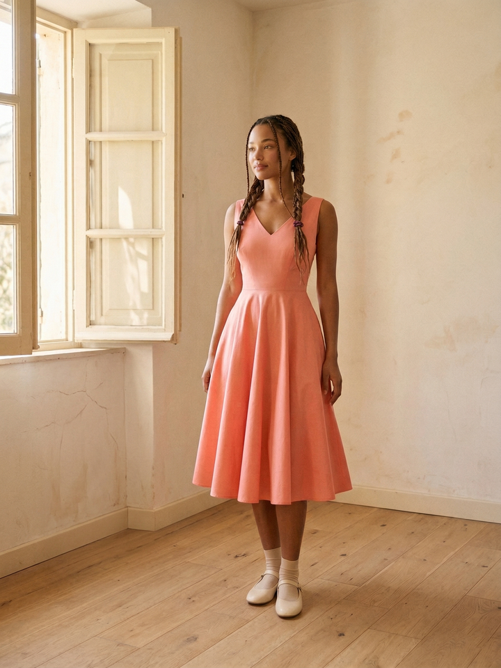 MTO - Diana Solid Cotton Dress