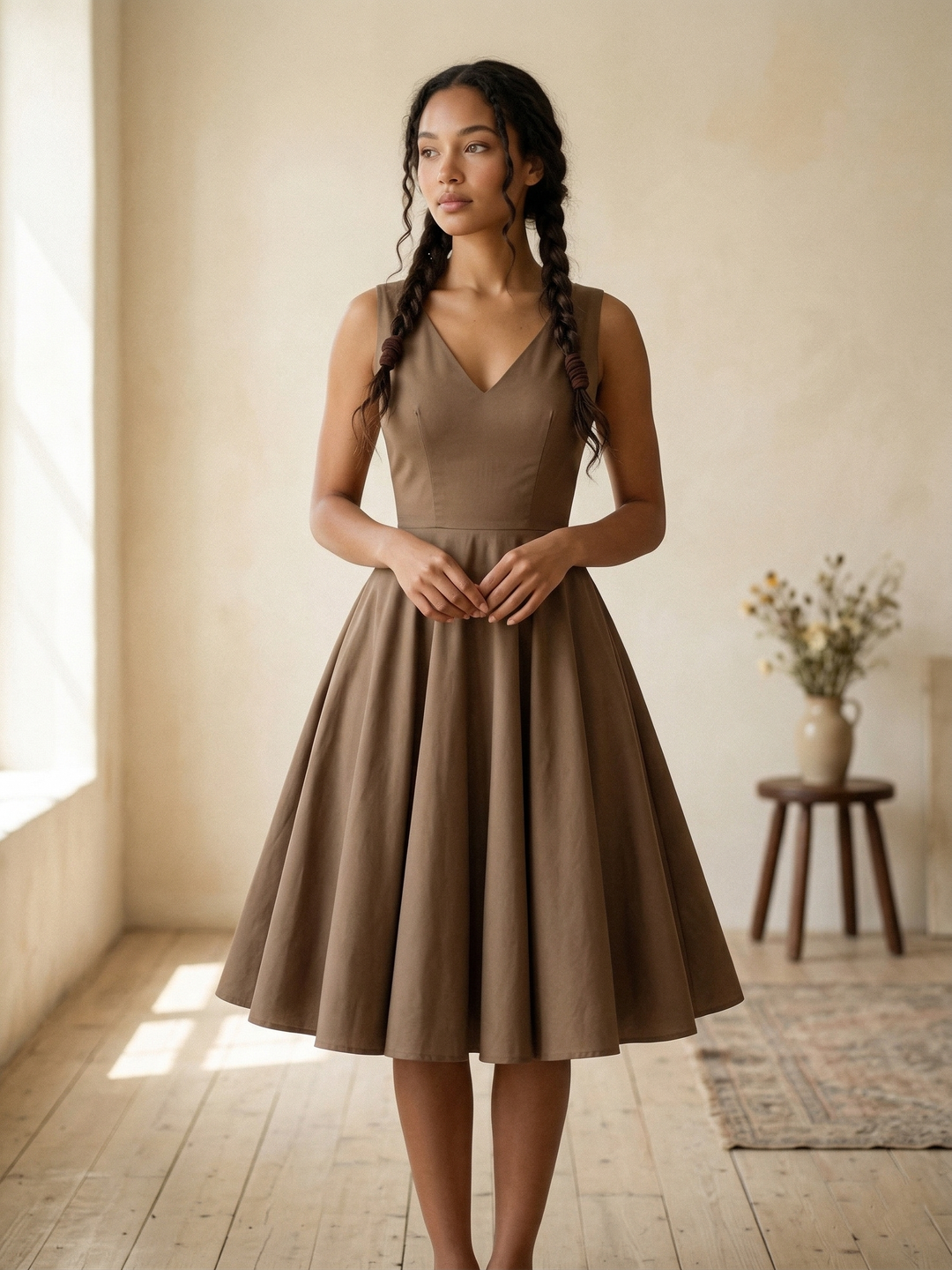 MTO - Diana Solid Cotton Dress