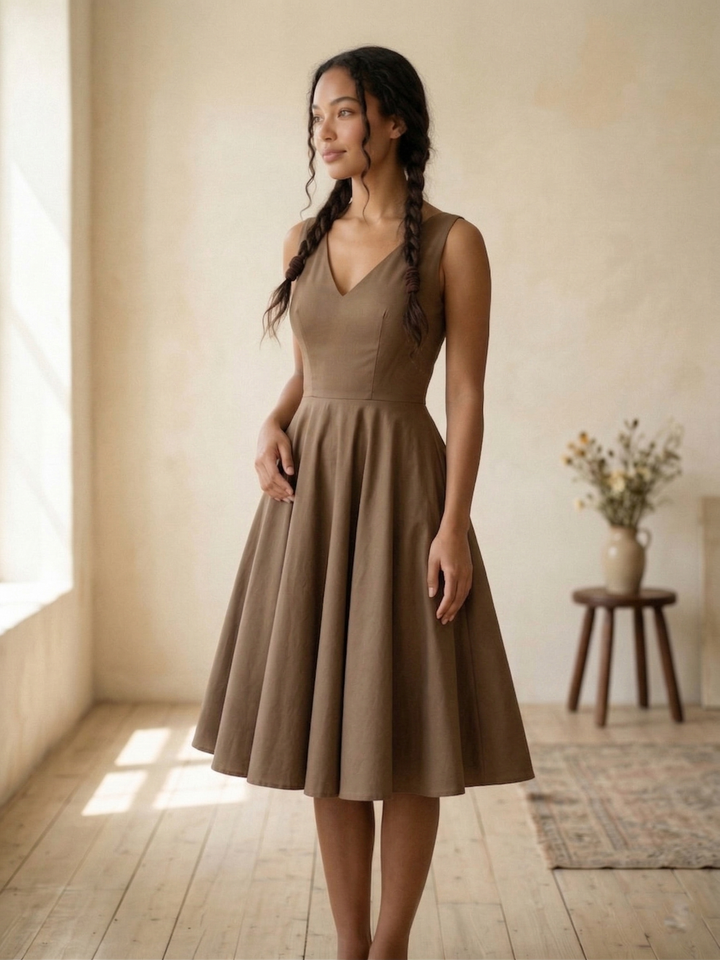 MTO - Diana Solid Cotton Dress