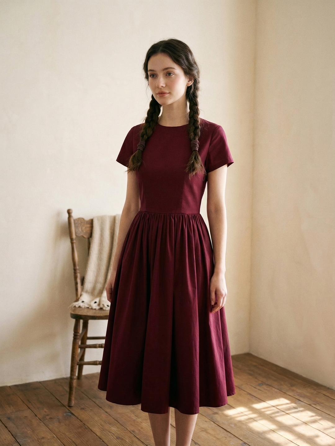 MTO - Dorothy Solid Cotton Dress