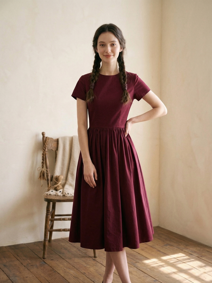 MTO - Dorothy Solid Cotton Dress