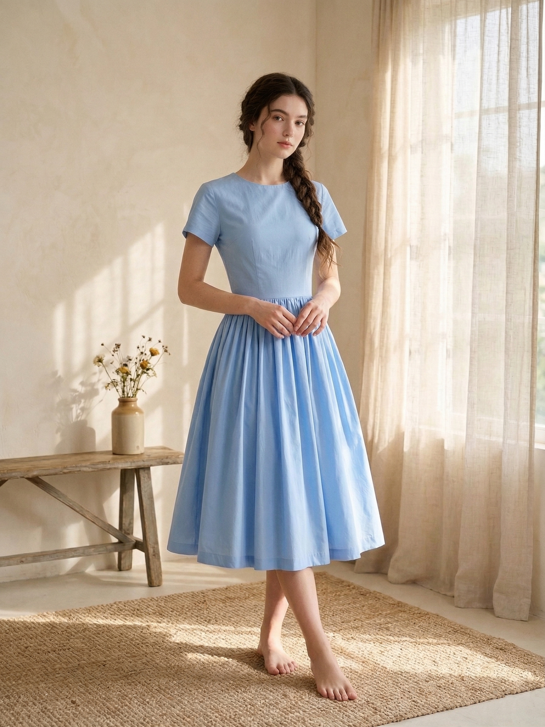 MTO - Dorothy Solid Cotton Dress