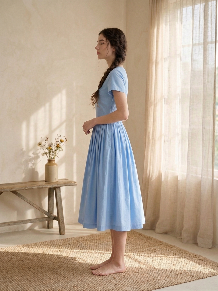 MTO - Dorothy Solid Cotton Dress