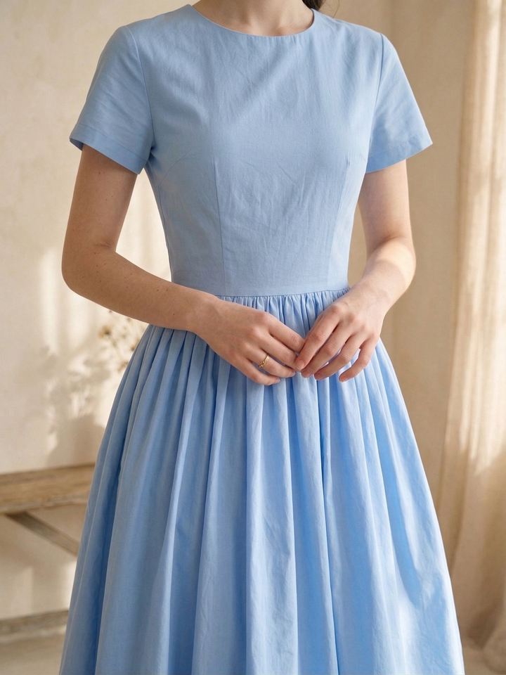 MTO - Dorothy Solid Cotton Dress