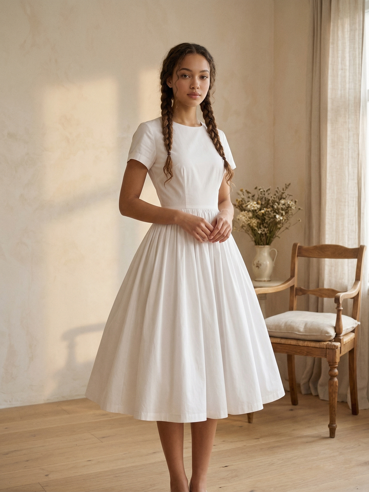 MTO - Dorothy Solid Cotton Dress