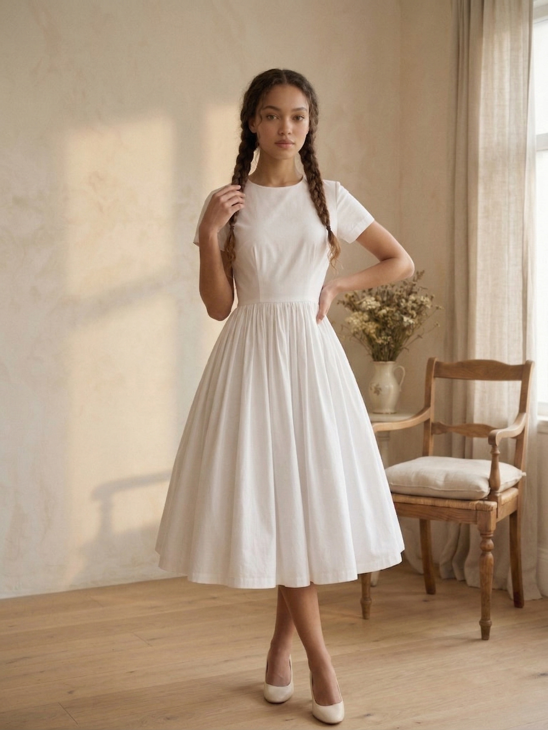 MTO - Dorothy Solid Cotton Dress